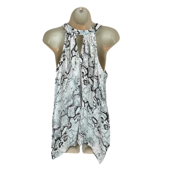 Laundry Raven Python Print Asymmetrical Choker Neckline Blouse - Picture 3 of 8